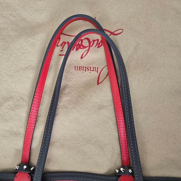 Christian Louboutin Cabata East West Tote Bag Charbon  & Red Leather + Pouch - Picture 9 of 17